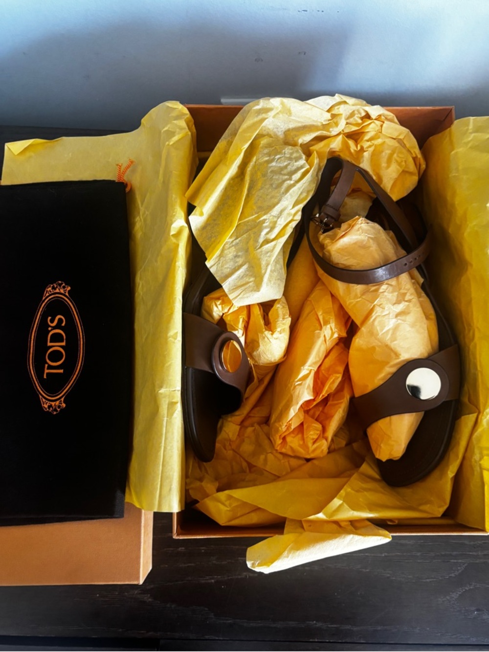 Tod's Brown Leather Ankle-Strap Sandals - Picture 5 of 6